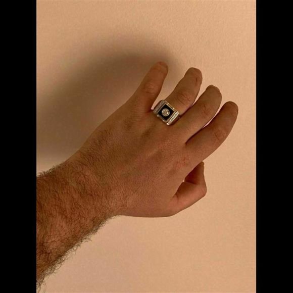$_10.JPG?set_id=8800005007 Men\'s 14k Gold Plated Solid 925 Silver Black Onyx Ring ICY Pinky Diamond CZ 7-12